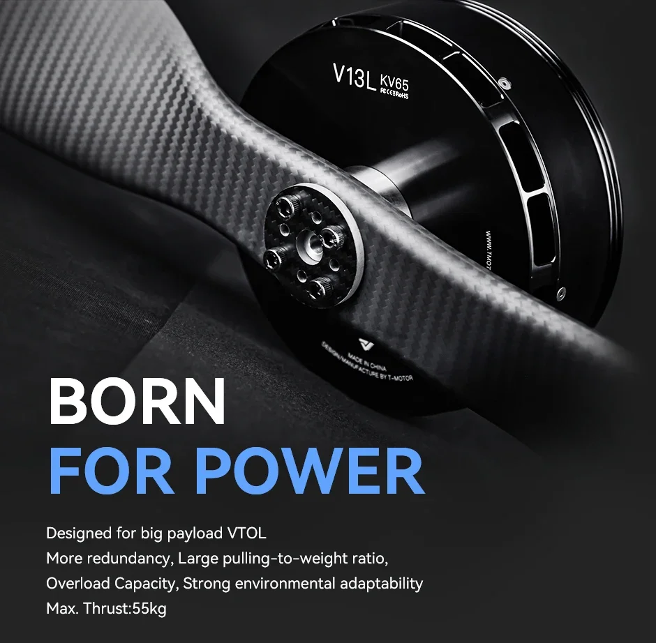 T-Motor V13L 추진 시스템 최대 추력 55KG 대형 모터 콤보 ESC 프로펠러(헤비 리프트 고정익용)