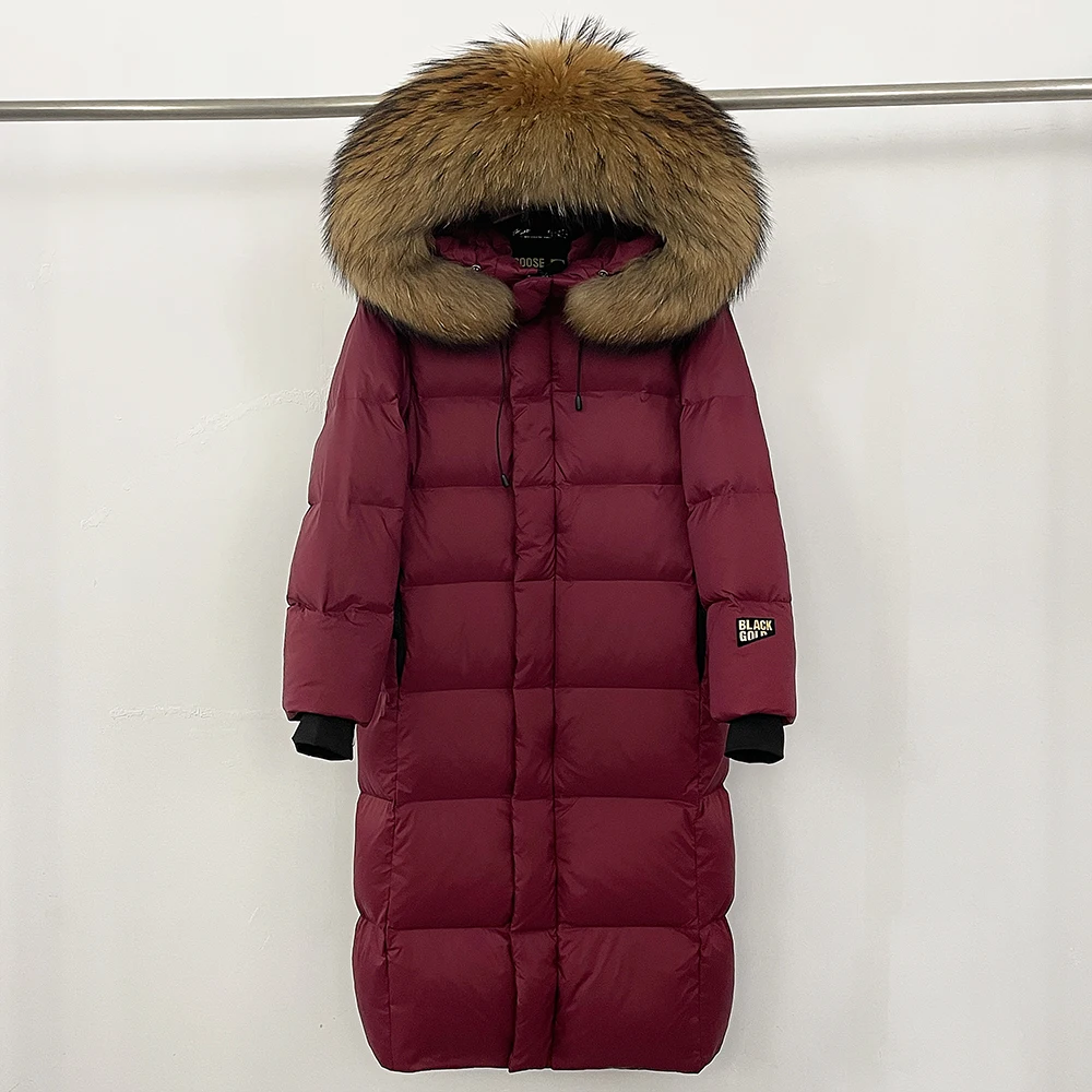 الواقع معطف الفرو شتاء جديد فوق الركبة سترة منفوخة...