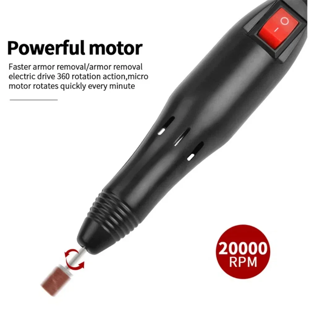 20000RPM 전기 네일 드릴 핸들 펜 핸드 피스 매니큐어 그라인딩 머신 장식 전문 네일 아트 도구