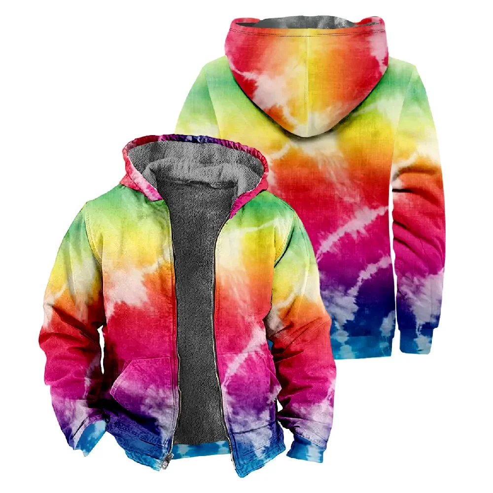 New Colorful TIE DYE Design Zipper Hoodies Merch Hoodie Winter Men/Women Streetwear Dress Up Full Zip Hooded long sleeve