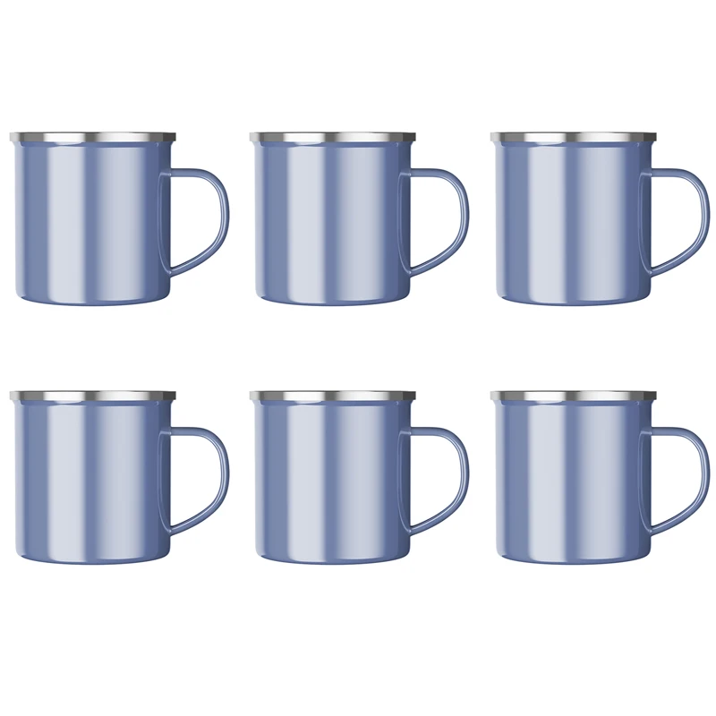1/4/6 Pcs Enamel Camping Mugs Set,380ml Coffee Camp  Small Enamel Tea Cups for Indoor and Outdoor Activities,Easy to Clean 
