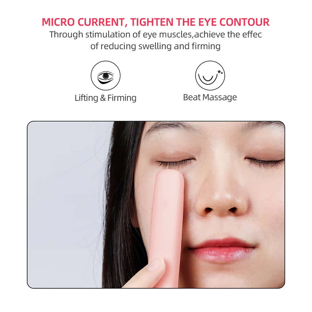 Eye Cream Roller EMS Vibration Heating Eye Massager Anti-Eye Wrinkle Dark Circles Eye Bags Remover Eyes Lifting Beauty Device
