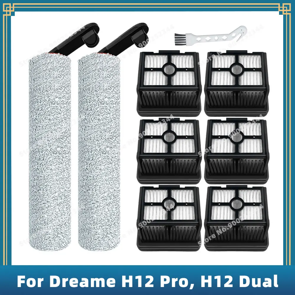 Compatível para Dreame H12 Proh12 Dual Aspirador Peças Sobresselentes de Substituição Escova de Rolo Hepa Acessórios do Filtro