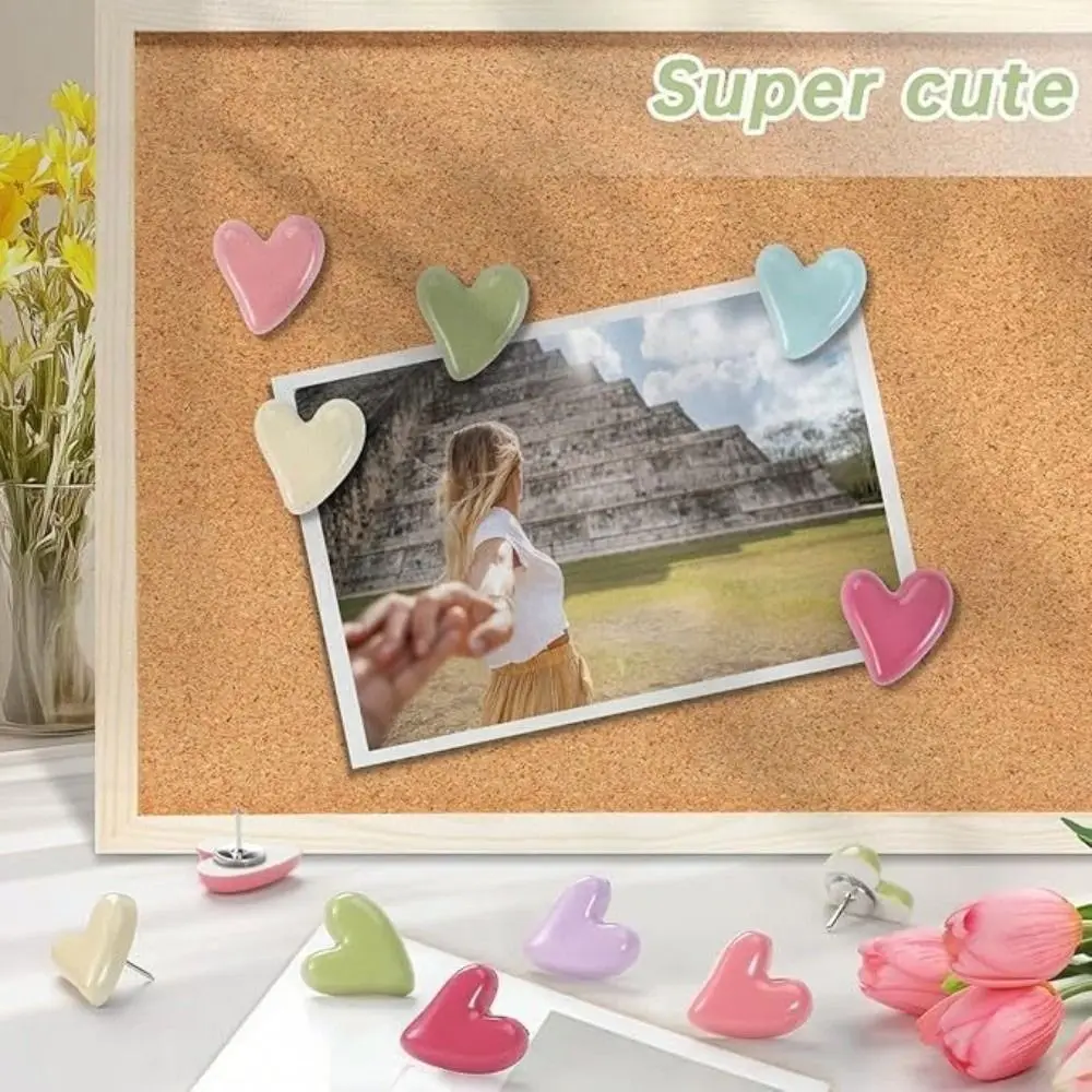 휴대용 3D 불규칙한 하트 모양 푸시핀 마카롱 창의적인 압정 쉬운 설치 DIY 코르크 보드 푸시핀 벽 마커