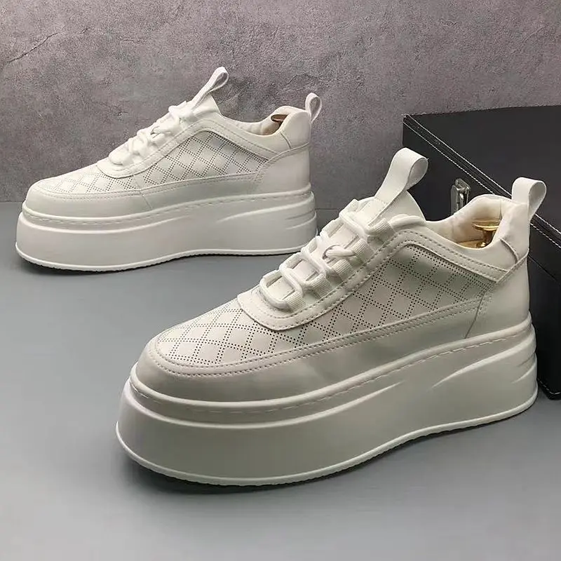 Spring Autumn Light Breathable White Casual Sneakers Fashion Round Toe Thick Bottom Business Driving Walking Loafers V12 4