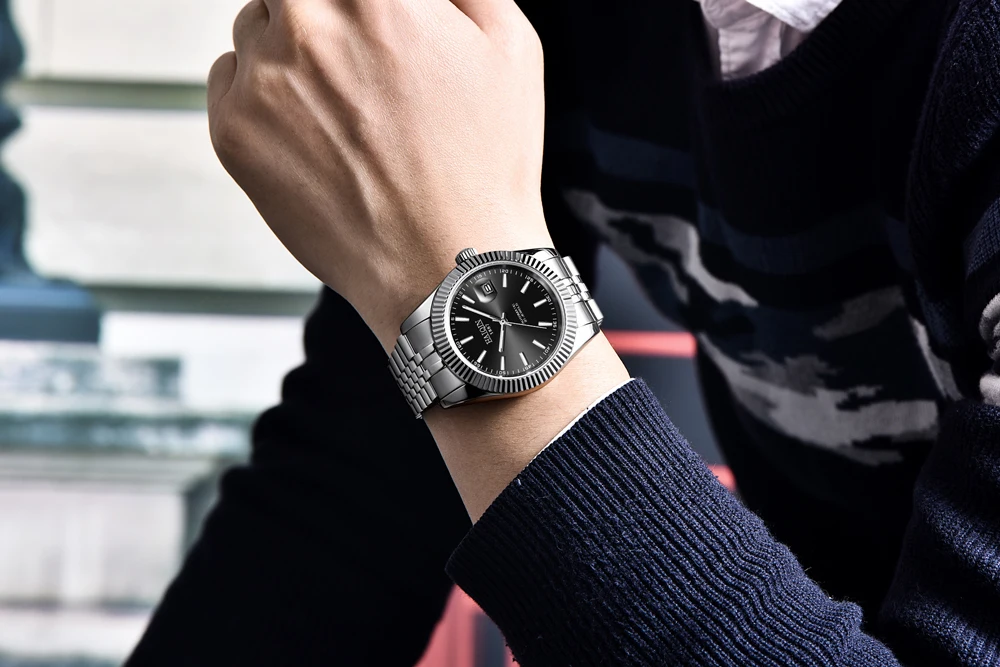New High End Brand Automatic Self Wind Mens Watches Business Sport Mechanical Watches Fashion Luxury Stainless Steel AAA Clocks