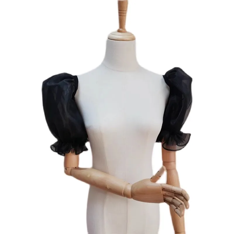 Wedding Sleeves Organza Short Sleeves Bride Gloves Bridal Accessory Formal Party Cap