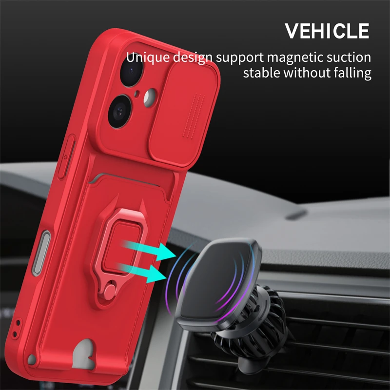 Universal Smartphone Case with Card Pocket, Lens Protection, and Ring Holder