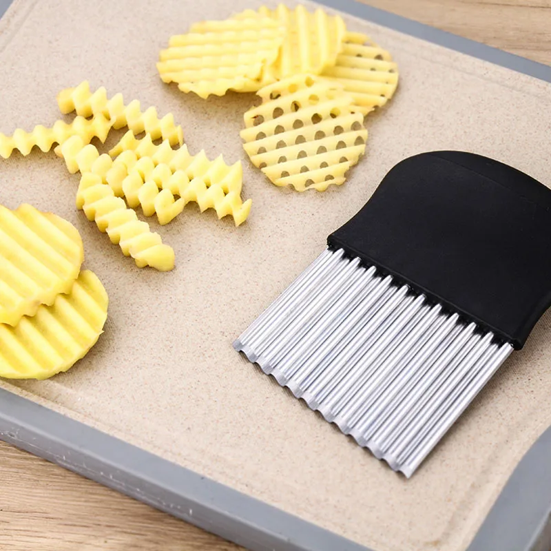 Stainless Steel Potato Chip Dough Vegetable Fruit Crinkle Knife Chopper French Fry Maker