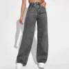 Loose Straight Leg Jeans Women's Vintage Faion Casual Versatile Long Pants Bla Waed Denim Cross-Border High Waist