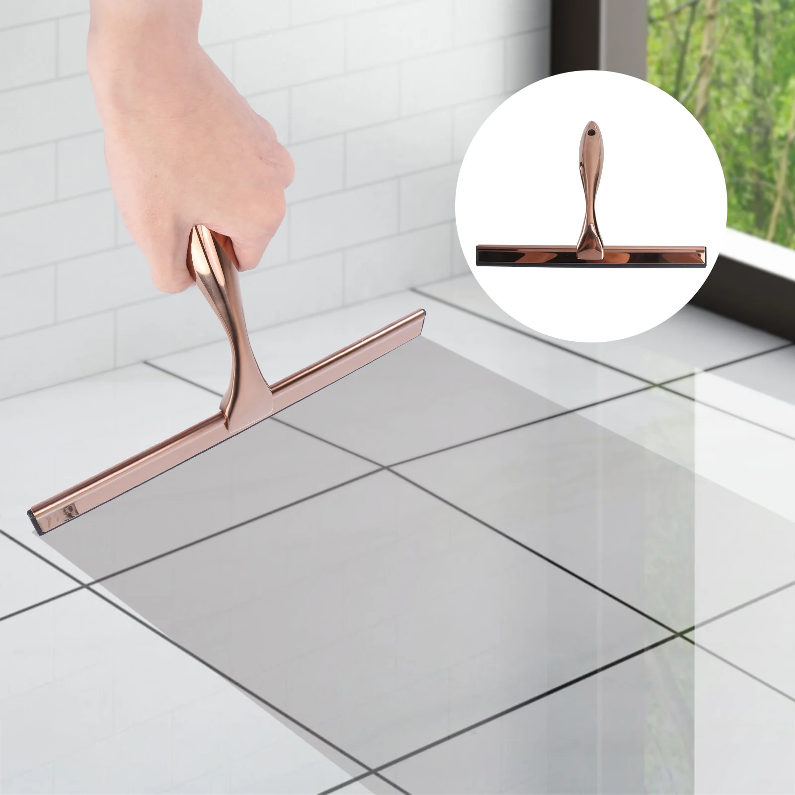 

Stainless Steel Glass Wiper Bronze Silicone Home Bathroom Scraper Multifunction