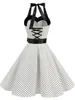 112408-83c63a.jpg Femmes à pois imprimé Robe d'été Sexy rétro blanc licou Robe Vintage Robe Femme Pin Up Rockabilly Robe de soirée