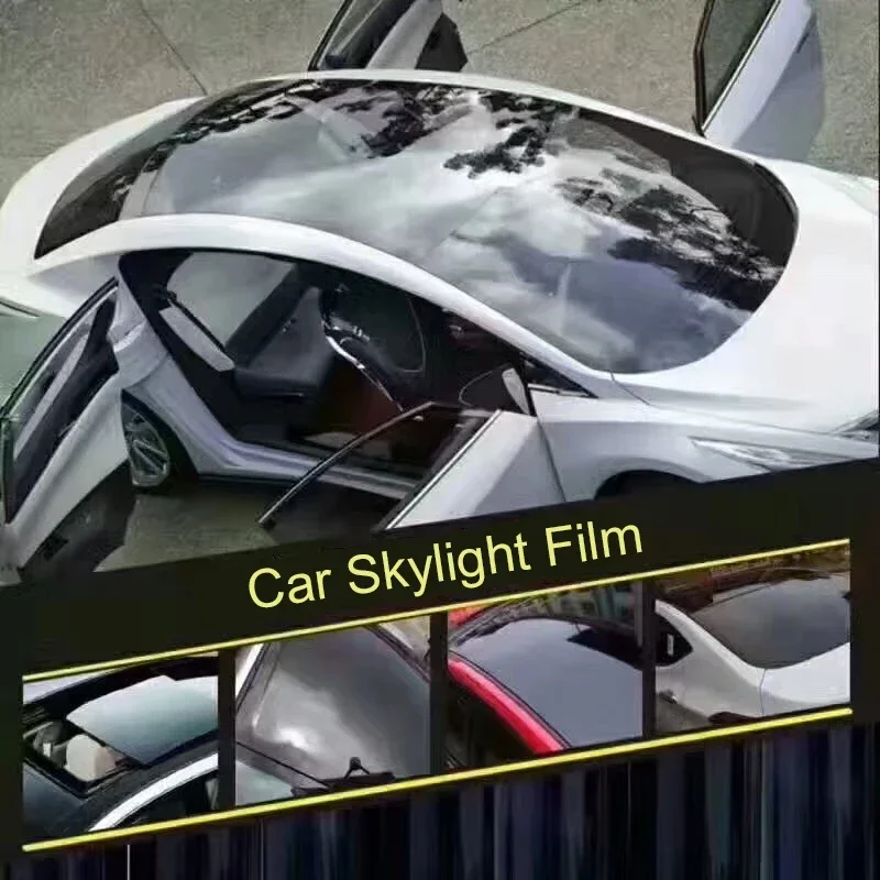 1.35M x 2M/3M Glossy Black Car Roof Wrap Vinyl Bubble-Free Self Adhesive Car Top Film for Skylight Style Protection Styling