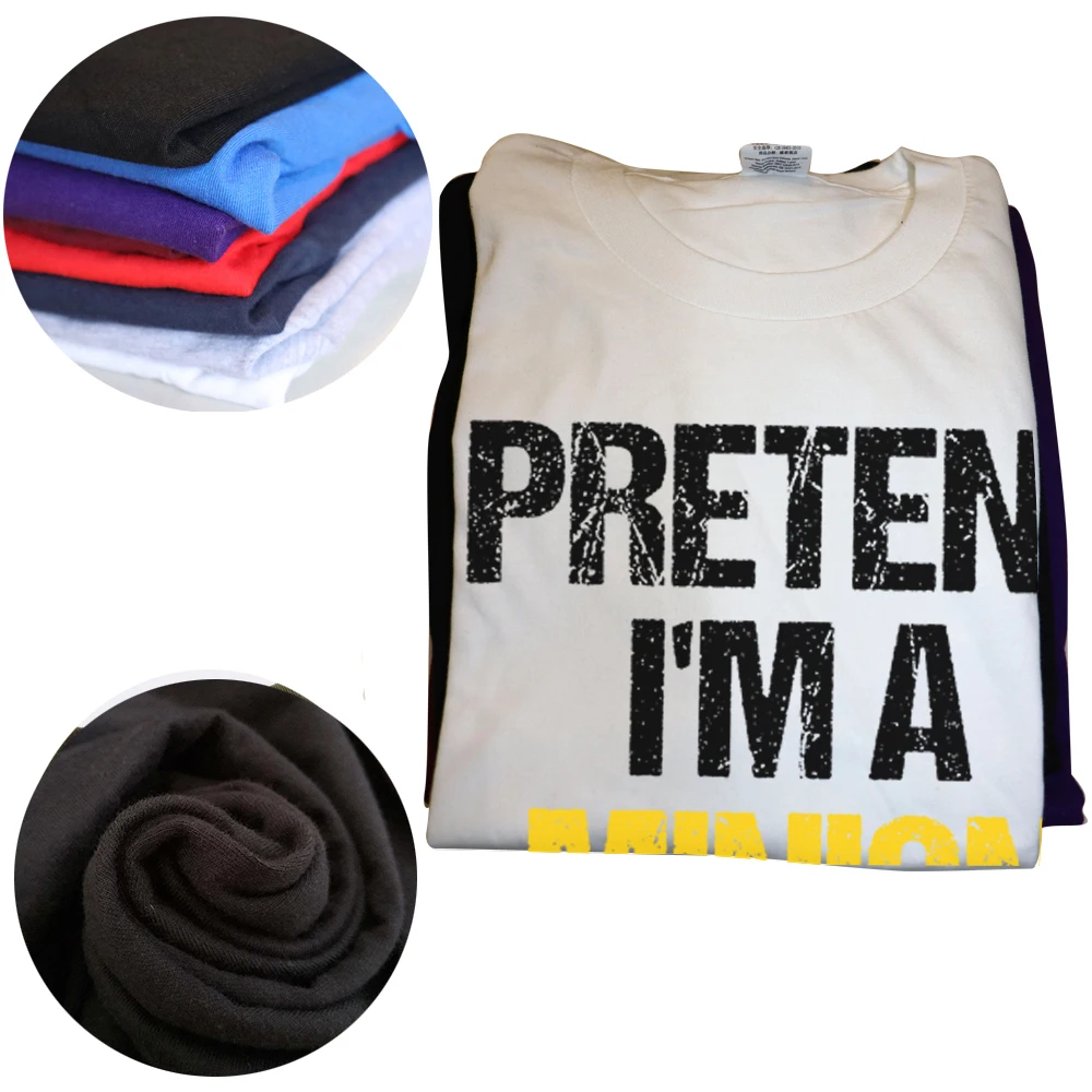 Doe alsof ik een Minion ben Vakantie T-shirt Grappige letters Gedrukte spreuken Grafische T-shirts Halloween-cadeaus Korte mouwen Heren_voghion.com