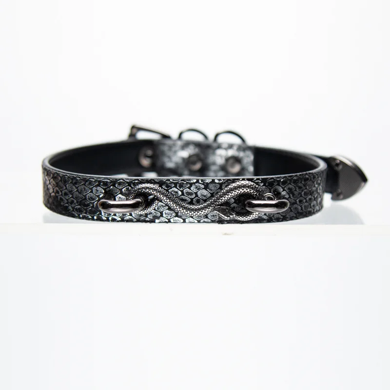 Sexy CollarSMGun Black Snakeskin Pattern Niche Original Snake Accessories Collar Subculture Gothic Hot Product
