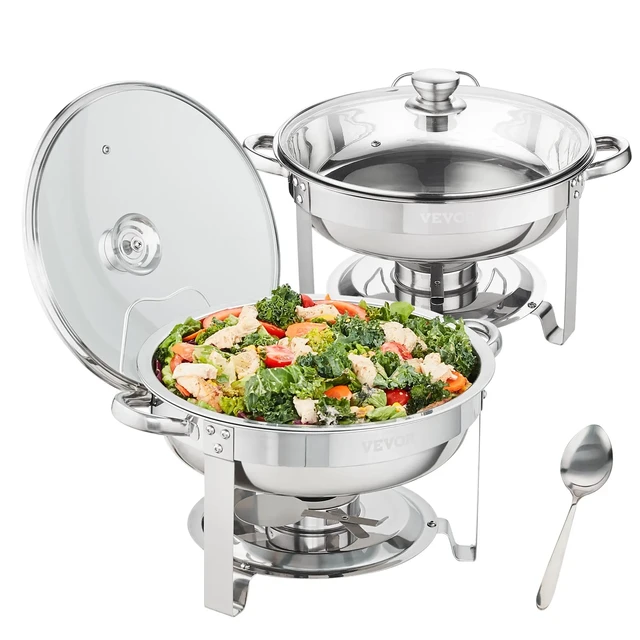 VEVOR Electric Buffet Server and Food Warmer, 14 in. x 14 in. Portable Stainless Steel Chafing Dish Set with Temp Control, Silver