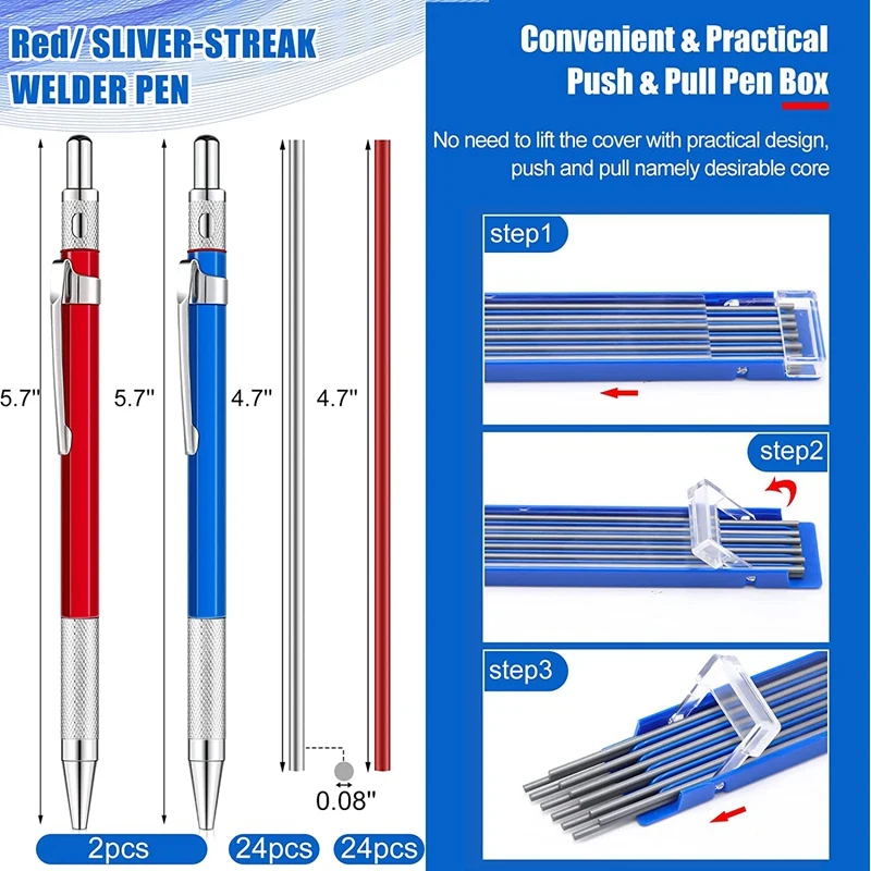 2 Soldering Pens With 48 Refills Mechanical Pencil Metal Welding Markers For Pipe Welder Structure Woodworking 6
