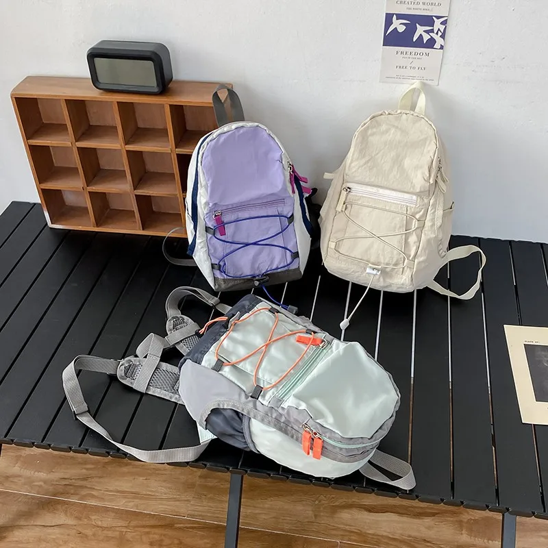 Outdoor backpack with drawstring mini casual bag versatile travel mountaineering bag, women's lightweight travel small backpack