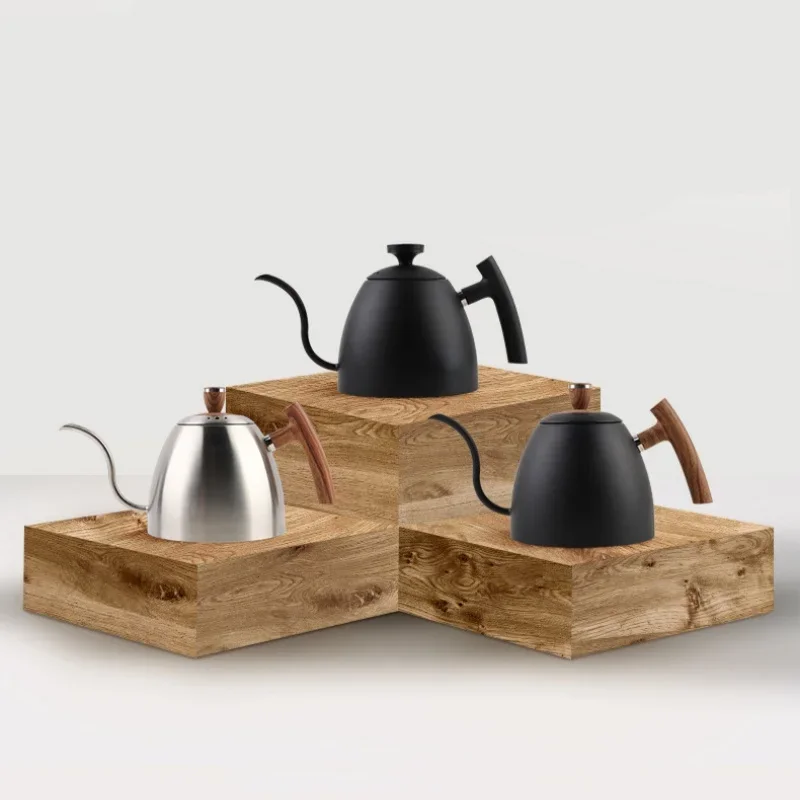 Stainless Steel Coffee Kettle with Wooden Handle for Home Brewing