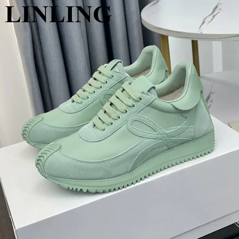

Women Thick Sole Casual Sneakers Men Leather Lace-up Shoes Sport Ladies Trainers Running Platform Shoes Vulcanized Shoes Men