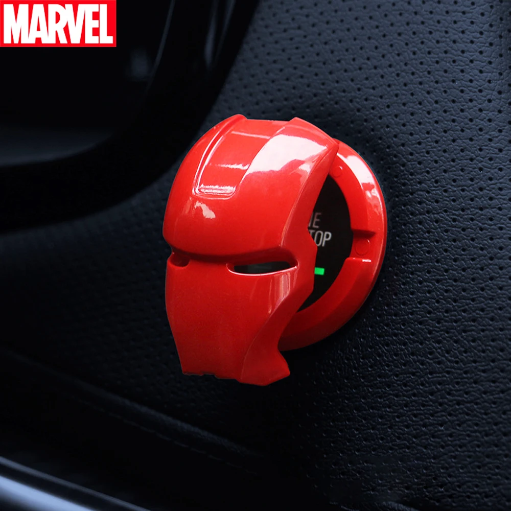 Funda Protectora Botón Encendido Arranque Iron Man Acero 2pz