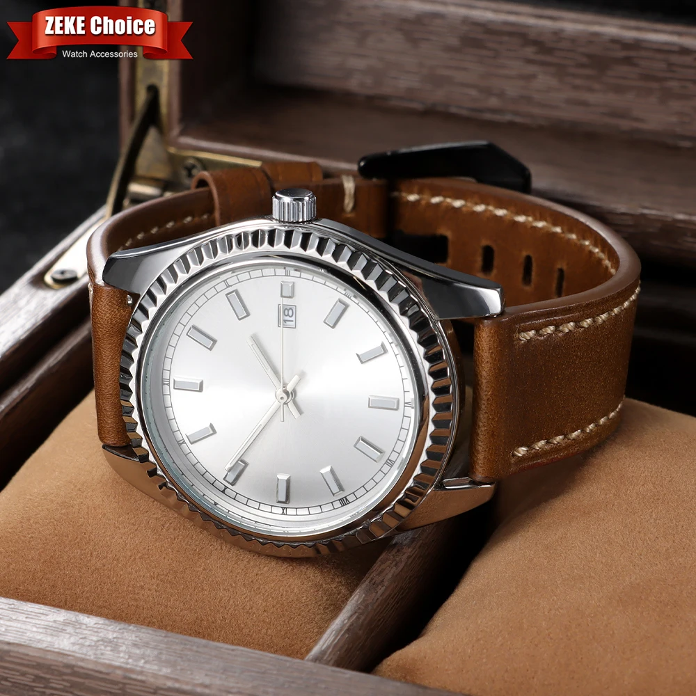 Vintage Stitching Genuine Leather Watch Straps for Men - Quick Release Replacement Top Grain Band
