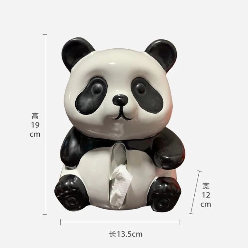 Creative Ceramic Cute Panda Shaped Tissue Box, Light Luxury Napkin Box, Home Living Room Bedroom Hotel Tea Table Decoration, 1Pc