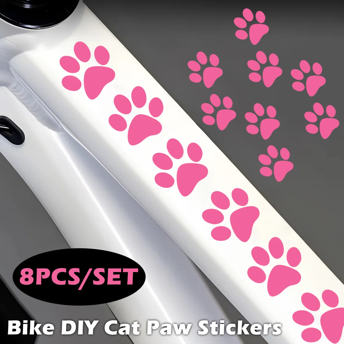 DIY Cute Cat Paw Bike E-Bike Frame Reflective Stickers Bicycle Body Road MTB Bikes Tube Moto Helmet Vinyl Decals Accessories