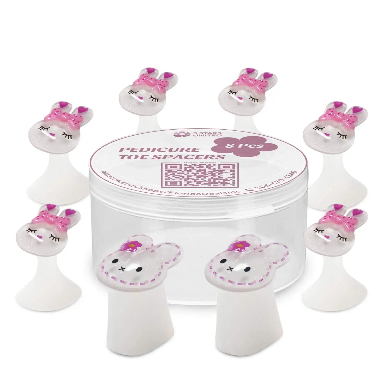 8PCS Toe Separators Set (Rabbits) for Nail Polish Pedicure Spacers, Spreaders Stretchers, Polish Guards