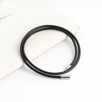 Cordon de collier noir cordon de collier en cuir tressé imperméable avec boucle d'insertion 634D 2