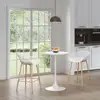 Mid-Century Inspired Café Counter Height Table Sturdy Steel Base Smooth Round Top Minimalist Design 2