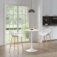 Mid-Century Inspired Café Counter Height Table Sturdy Steel Base Smooth Round Top Minimalist Design 2