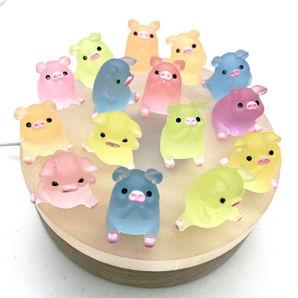어린이용 글로우 돼지 장난감, DIY 송진 액세서리, 크림 젤 소재 장식, 어린이 장난감, 10 개