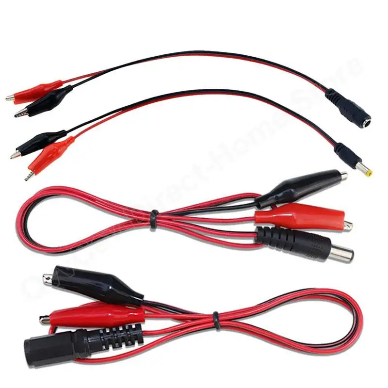 2 Alligator Clip to 1 Male Female DC Power Plug Connector Adapter Wire DC 5.5*2.1mm Clips Crocodile Test Leads alligator clips electric test clamp test probes test clip