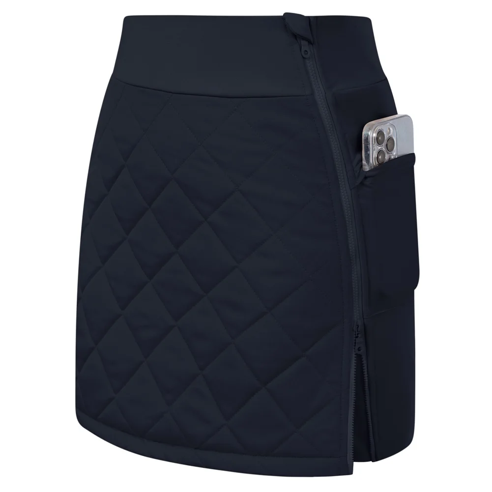 JS Women Padded Sports Skirt Warm Elastic High Waist Zip-up A-Line Skirt Stretchy Skorts Golf Skorts Skirt With Pockets A30