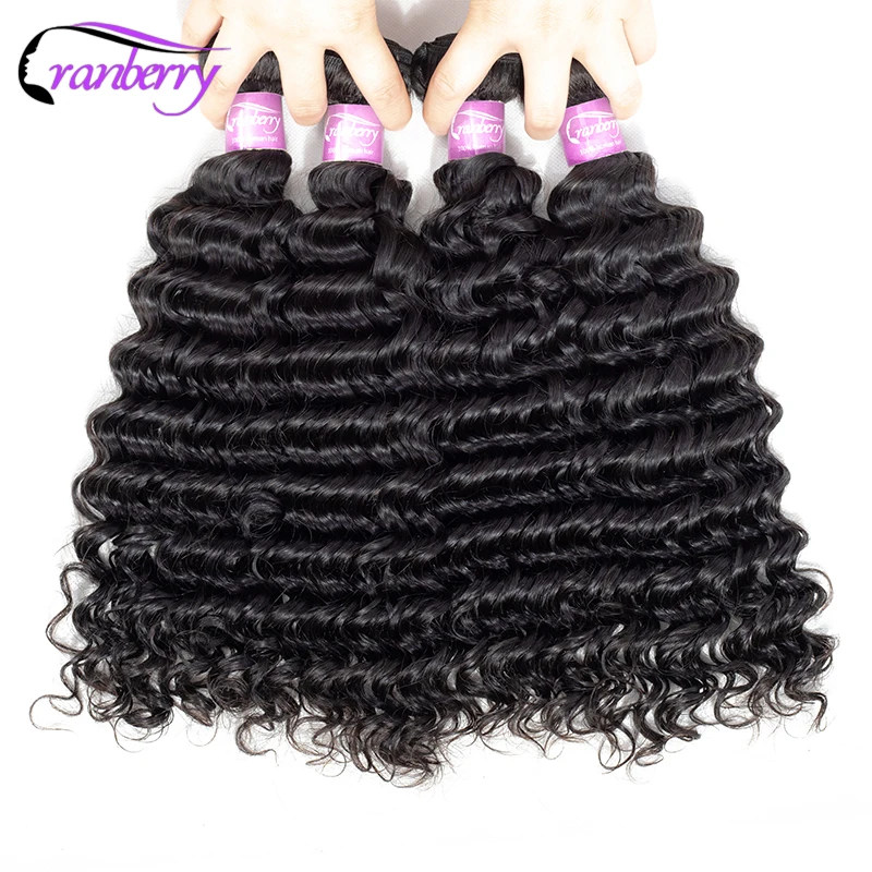 Deep Wave Bundles Brazilian Hair Weave Bundles 100% Remy Human Extensions 4 pcs/lot Natural Deep Wave Cranberry Hair
