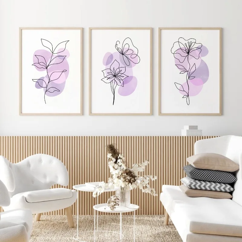 Lilac Floral Pastel Abstract Canvas Art Print