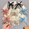 2Pcs Elegant Lace Bow Hairpins Women Fashion Red Ribbon White Floral Design Travel Casual Hair Accessory Elegant Hair Clip