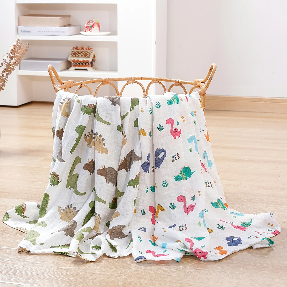 Kangobaby 2Pieces/Set 70% Bamboo+30% Soft Cotton Baby Swaddle Wraps Cotton Baby Muslin Blankets Newborn 100% Bamboo Muslin Quilt 2