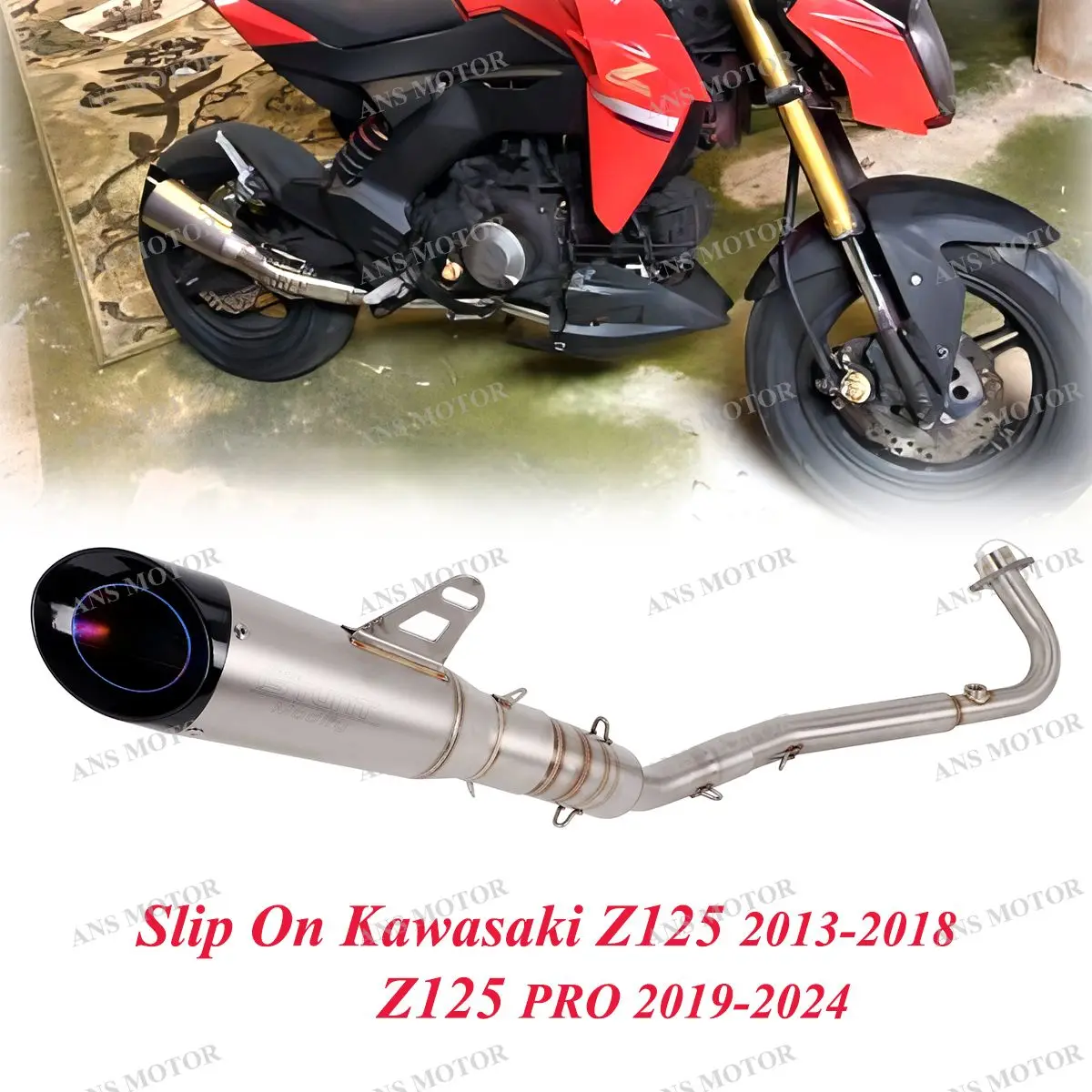 For Kawasaki Z125 13-18 /Z125 PRO-Motorcycle Exhaust Escape Full System Slip On Muffler