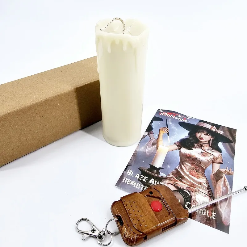 Remote Control Self-Igniting Magic Candle Stage Magic Tricks Ghost Flame Illusions Creepy Automatic Lighting Prop for Pranks Fun