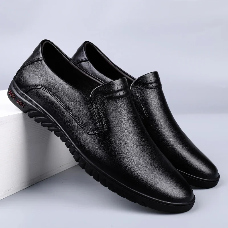 

Brand Men Genuine Leather Shoes New Spring Summer Male Loafers Dress Shoe High Quality Men's Slip on Comfy Business Footwear
