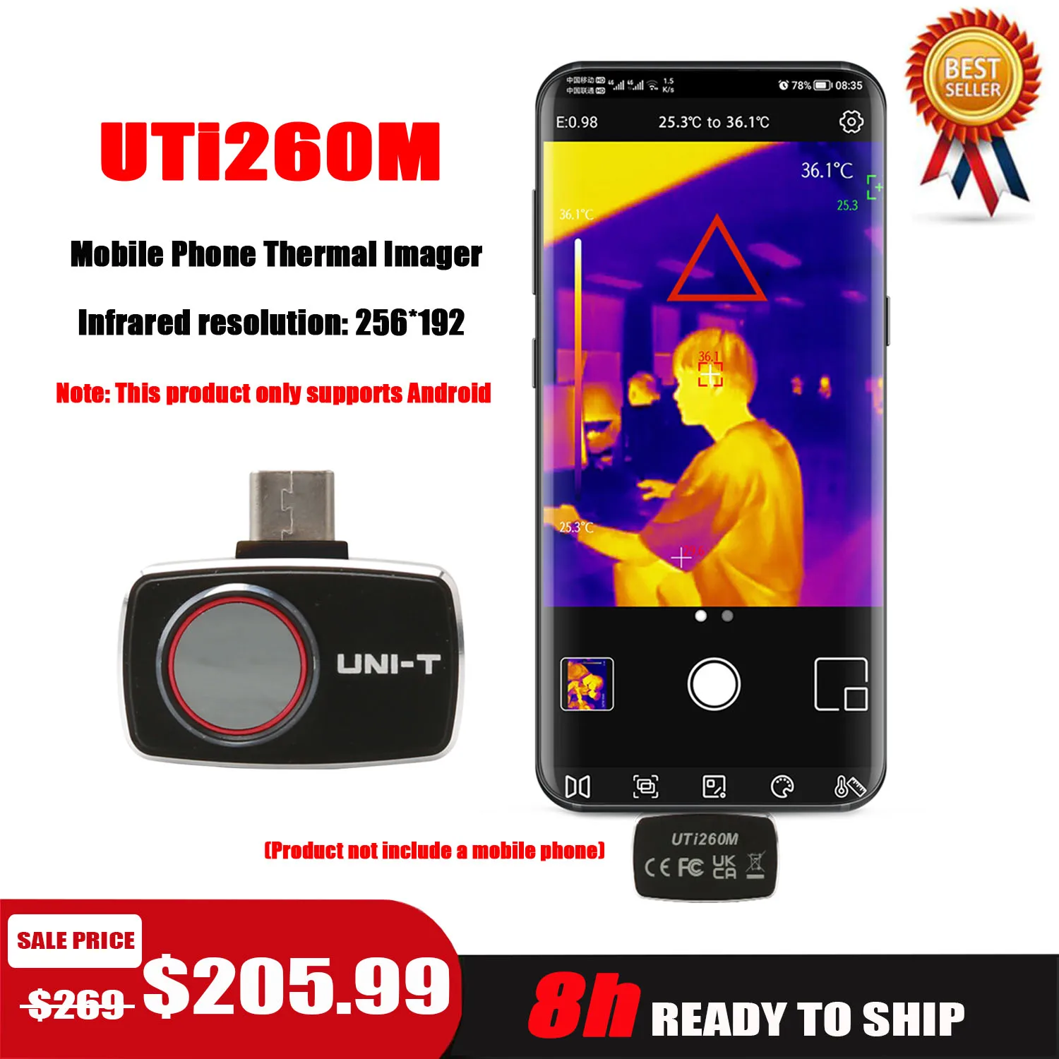 VC328A/B Mobile Thermal Imager for Android Phone IP65 Industrial fault PCB  Inspection Heat Loss Detection Infrared Camera