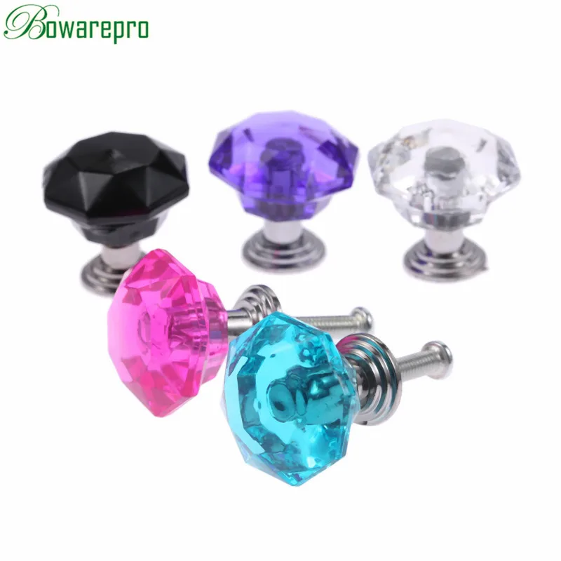 Furniture Knobs 24mm Diamond Crystal Cabinet Door Knob Drawer Cupboard Wardrobe Pull Handle Transparent Mini Knobs and Handles