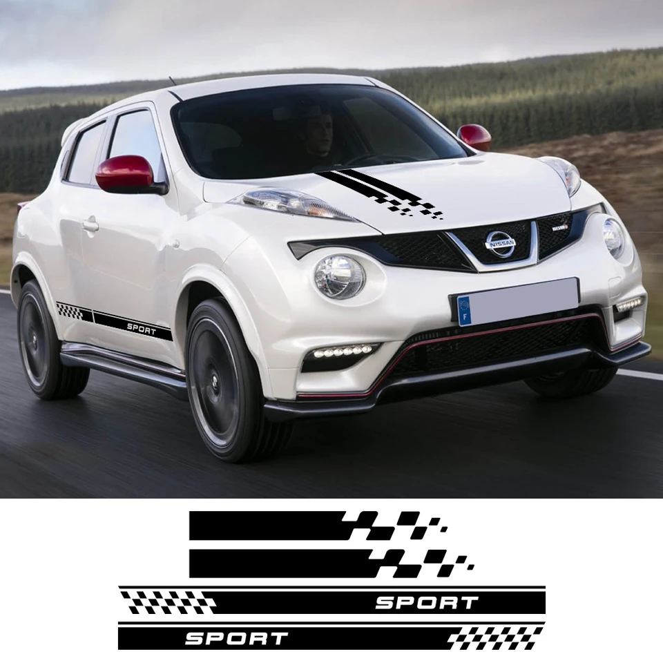Adesivo Auto Nissan Juke - Tuning DOWN OUT DUB Verde Fluorescente - PVC Per Lunotto, Cm 35