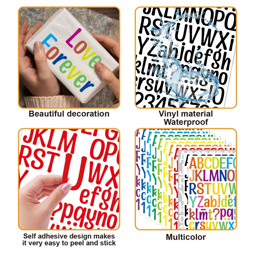 5Pcs/set Waterproof Colorful Stickers Creative DIY PVC Letter Number Sticker For Mailbox Address Number Cards Cups number stickers letter stickers