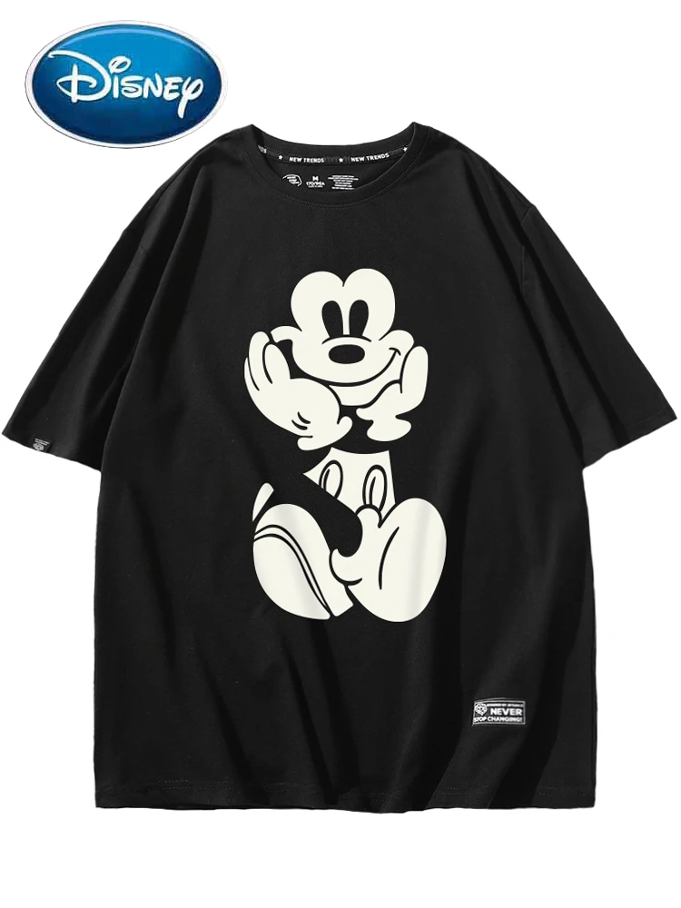 

Disney Fashion Mickey Mouse Cartoon Print O-Neck Harajuku Unisex Women Couples Cool T-Shirt Tee Short Sleeve Tops 9 Candy Colors