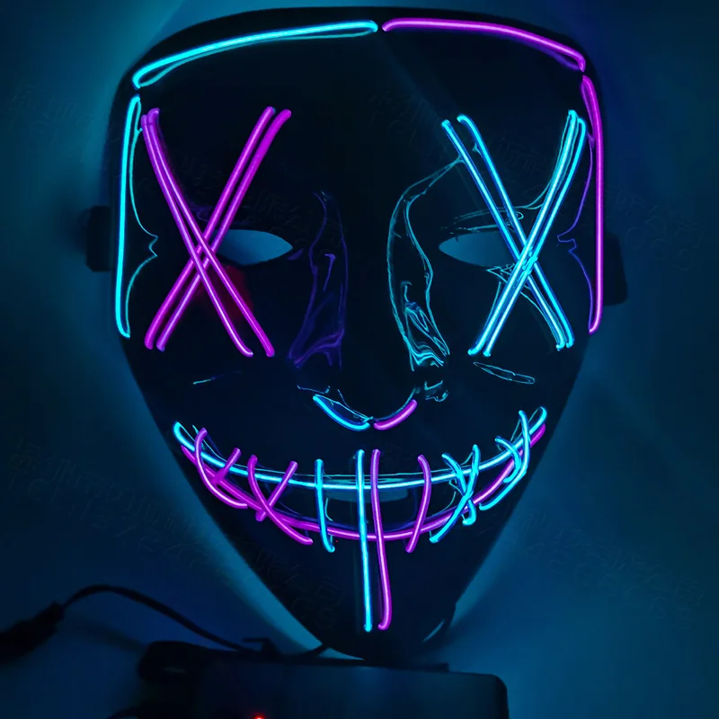 

Halloween Mask Mixed Color Led Mask Party Masque Masquerade Masks Neon Maske Light Glow In The Dark Horror Mask Glowing Masker