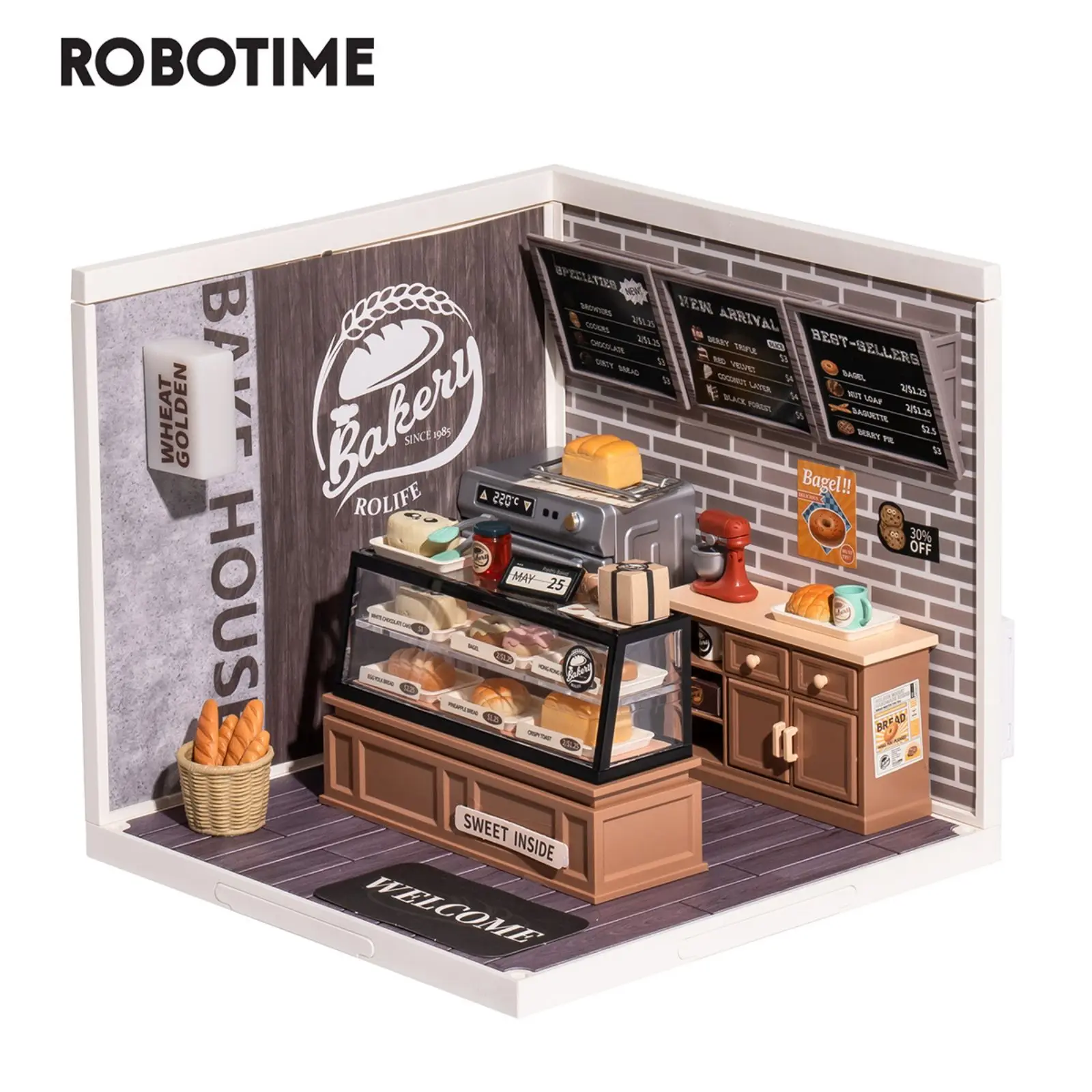 Robotime Rolife 3D Puzzle Super Store Golden Wheat Bakery Plastic Kit Casa In Miniatura Fai Da Te