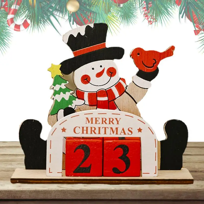 Christmas Old Man Calendar Wooden Christmas Ornament Countdown Signs Countdown Calendar Tabletop For